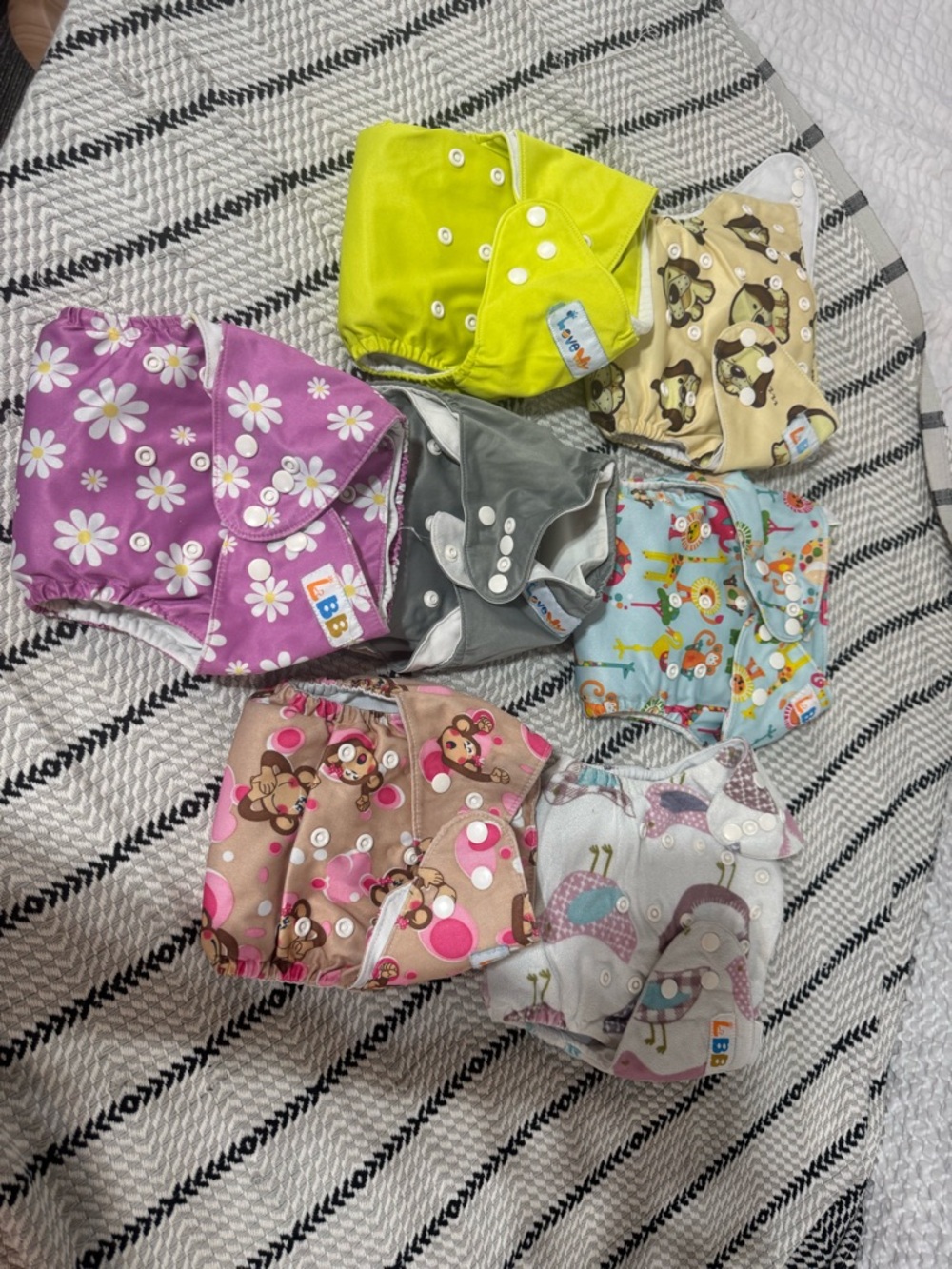 Assorted Kids Cloth Diaper Covers - Bright Yellow, Purple Daisy & Mixed Prints